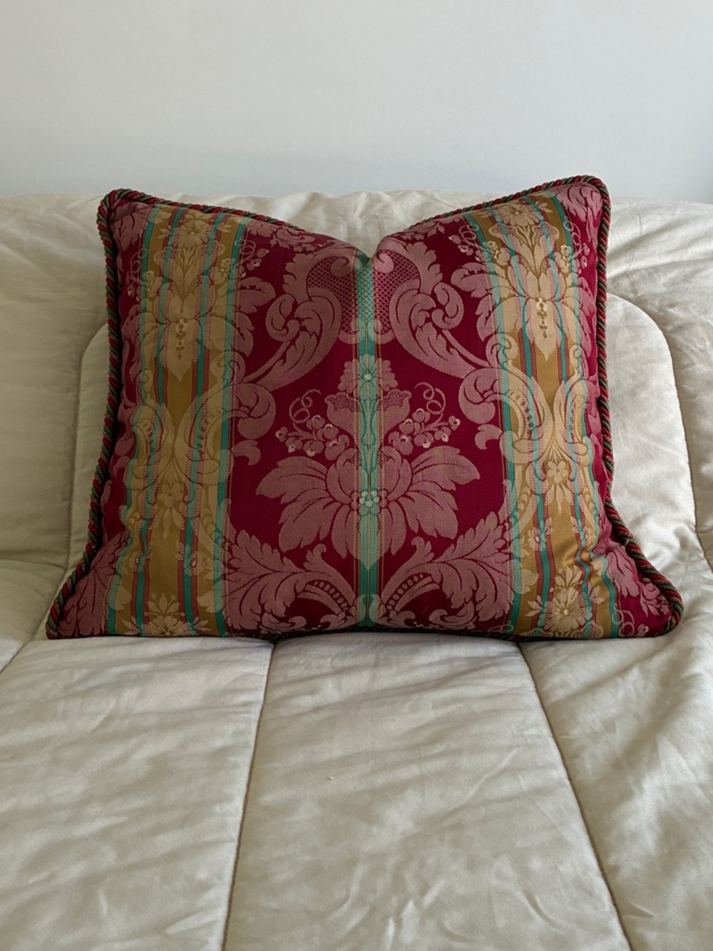 Red Jacquard Accent Pillow 21” x 23”